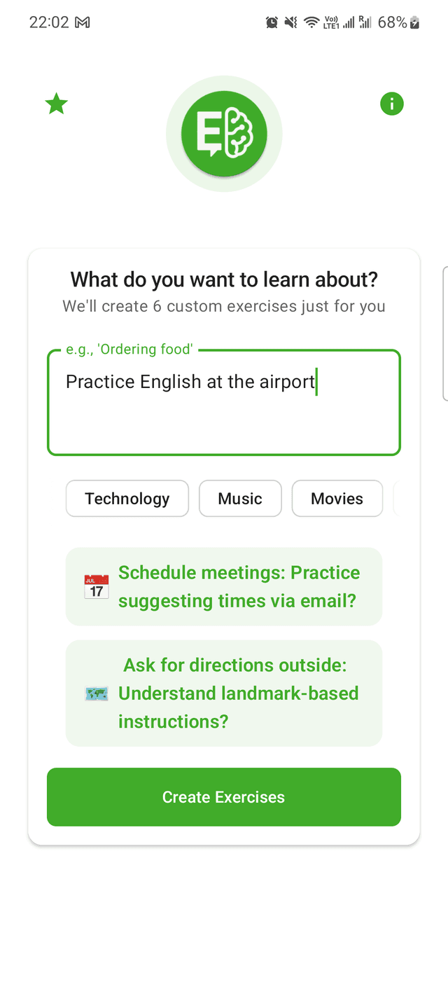 EnglishDeeper Home Screen